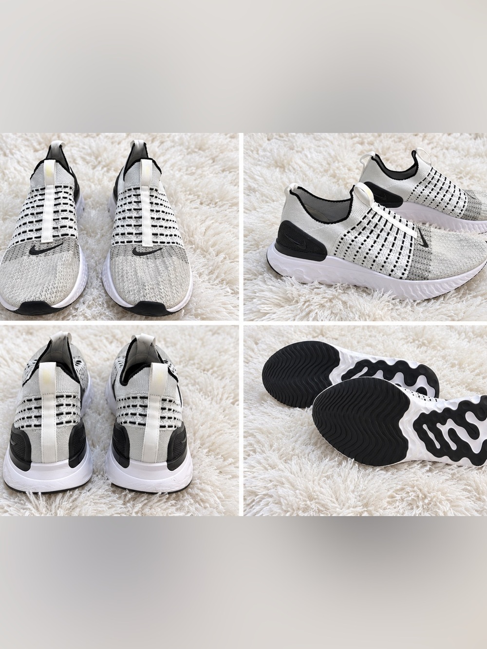 Nike Slip-On Knit Sneakers in White and Black